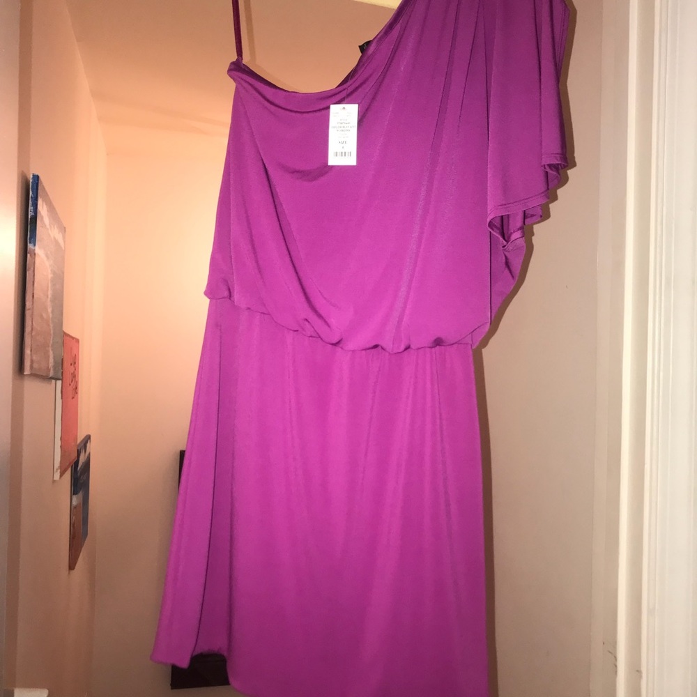 WHBM One Shoulder Plum Dress